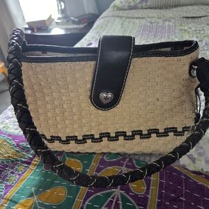 Brighton Black and Tan Woven Shoulder Bag